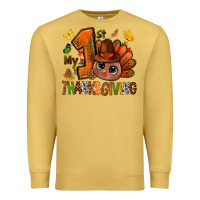 Antique Gold my first thanksgiving with turkey bbs Premium Sweatshirt - BundleAndBundleShop