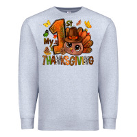 Heather Grey my first thanksgiving with turkey bbs Premium Sweatshirt - BundleAndBundleShop