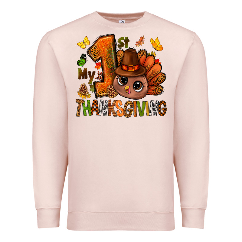 My First Thanksgiving With Turkey Bbs Premium Sweatshirt by BundleAndBundleShop | Teevron