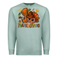 Seafoam my first thanksgiving with turkey bbs Premium Sweatshirt - BundleAndBundleShop