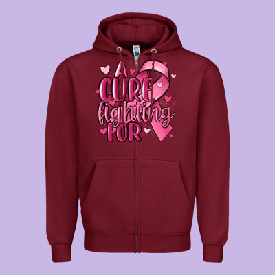 A Cure Fighting For Zipper Hoodie Designed By Maliassmallbusiness