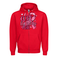 Red a cure fighting for Zipper Hoodie - MaliasSmallBusiness