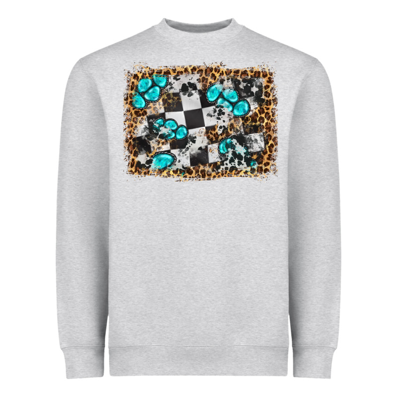 Race Leopard And Gemstone Background Heavyweight Sweatshirt by HRA Design Shop | Teevron