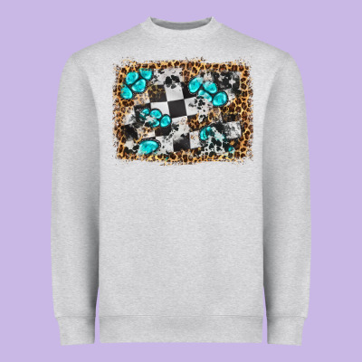 Race Leopard And Gemstone Background Heavyweight Sweatshirt Designed By Hra Design Shop