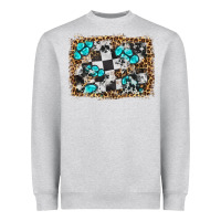 Heather Grey race leopard and gemstone background Heavyweight Sweatshirt - HRA Design Shop