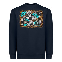 Navy race leopard and gemstone background Heavyweight Sweatshirt - HRA Design Shop