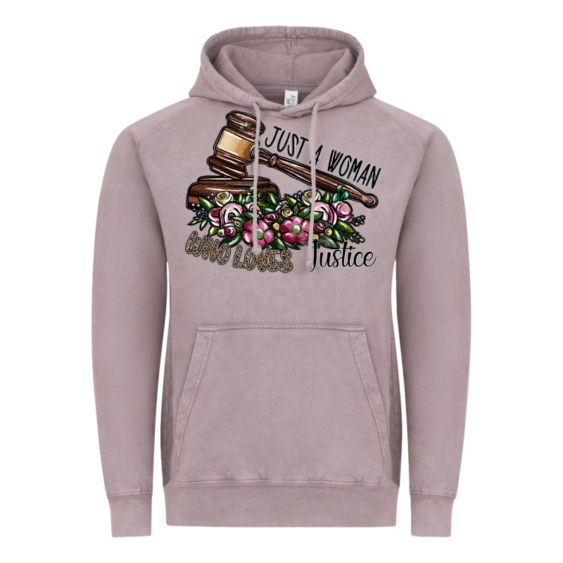 Just A Woman Who Loves Justice Vintage Hoodie by SublimationCraftShop | Teevron