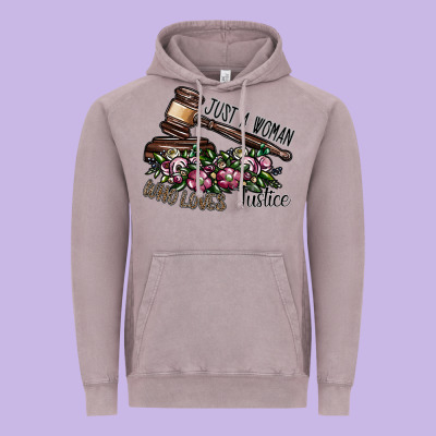 Just A Woman Who Loves Justice Vintage Hoodie Designed By Sublimationcraftshop