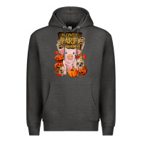 Charcoal Heather halloween party pig Premium Hoodie - RanaPortraitStore
