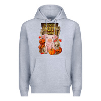 Heather Grey halloween party pig Premium Hoodie - RanaPortraitStore