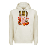 Oatmeal Heather halloween party pig Premium Hoodie - RanaPortraitStore