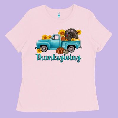 Thanksgiving Truck Turkey Ladies Tee Designed By Adodesignshop