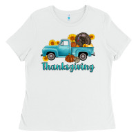 White thanksgiving truck turkey Ladies Tee - AdoDesignShop