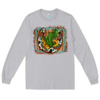 Moon Dust cactus sunflower cowhide horseshoe  background Long Sleeve Tee - Artiststas
