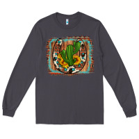 Smoke cactus sunflower cowhide horseshoe  background Long Sleeve Tee - Artiststas
