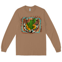 Toasted Coconut cactus sunflower cowhide horseshoe  background Long Sleeve Tee - Artiststas