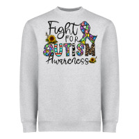 Heather Grey fight for autism awareness Heavyweight Sweatshirt - CowhideDigitalArt