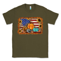 American Flag Fall Backgraund Classic Tee | Teevron