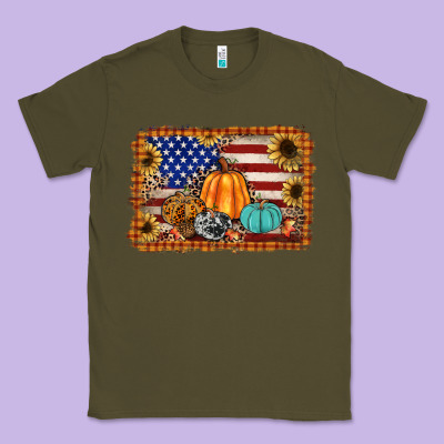 American Flag Fall Backgraund Classic Tee Designed By Jahusdesignshop