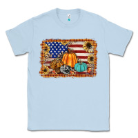 Dusty Blue american flag fall backgraund Classic Tee - JahusDesignShop