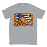 Heather Grey american flag fall backgraund Classic Tee - JahusDesignShop