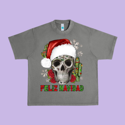 Feliz Navidad Skull Cactus Urban Heavy Tee Designed By Jahusdesignshop