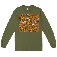 Army Green sunflower turquoise leopard cowhide horseshoe Long Sleeve Tee - Artiststas