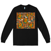 Black sunflower turquoise leopard cowhide horseshoe Long Sleeve Tee - Artiststas