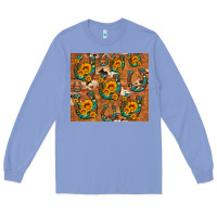 Colony Blue sunflower turquoise leopard cowhide horseshoe Long Sleeve Tee - Artiststas