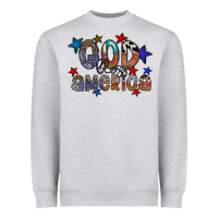 Heather Grey god bless america Heavyweight Sweatshirt - CowhideDigitalArt