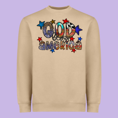 God Bless America Heavyweight Sweatshirt Designed By Cowhidedigitalart