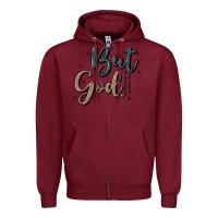 Burgundy but god Zipper Hoodie - MaliasSmallBusiness