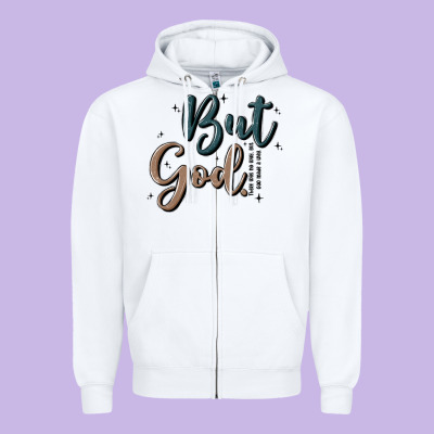 But God Zipper Hoodie Designed By Maliassmallbusiness