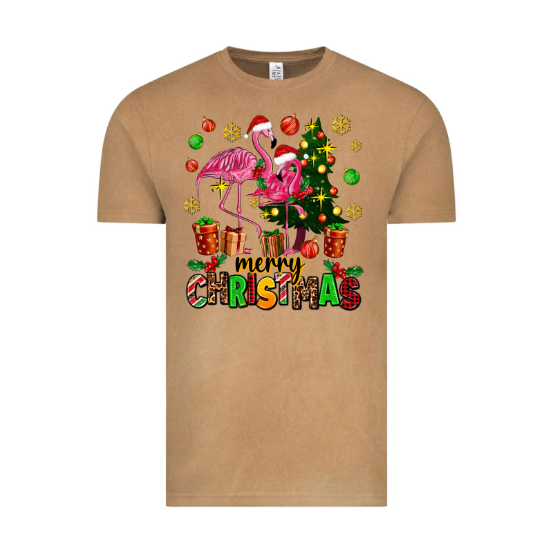 Flamingo Merry Christmas Vintage Tee by AdoDesignShop | Teevron