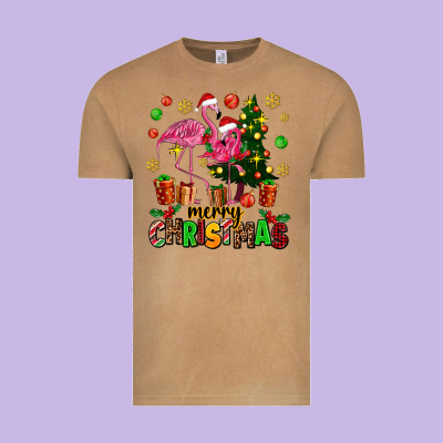 Flamingo Merry Christmas Vintage Tee Designed By Adodesignshop