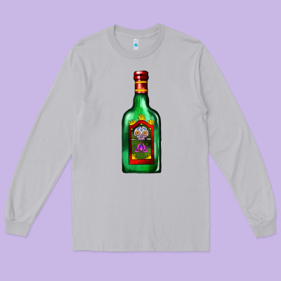 Tequila Bottle Long Sleeve Tee Designed By Adodesignshop