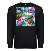 Black gym hair don't care clasp and water bottle with glitter seamless patte Premium Sweatshirt - BundleAndBundleShop