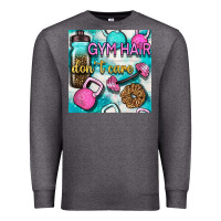 Charcoal Heather gym hair don't care clasp and water bottle with glitter seamless patte Premium Sweatshirt - BundleAndBundleShop