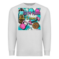 Dove Grey gym hair don't care clasp and water bottle with glitter seamless patte Premium Sweatshirt - BundleAndBundleShop