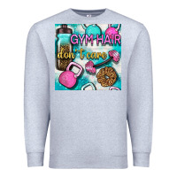 Heather Grey gym hair don't care clasp and water bottle with glitter seamless patte Premium Sweatshirt - BundleAndBundleShop