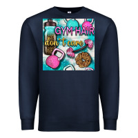 Navy gym hair don't care clasp and water bottle with glitter seamless patte Premium Sweatshirt - BundleAndBundleShop