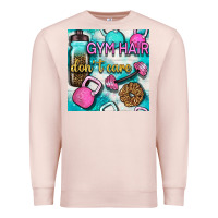 Pale Pink gym hair don't care clasp and water bottle with glitter seamless patte Premium Sweatshirt - BundleAndBundleShop