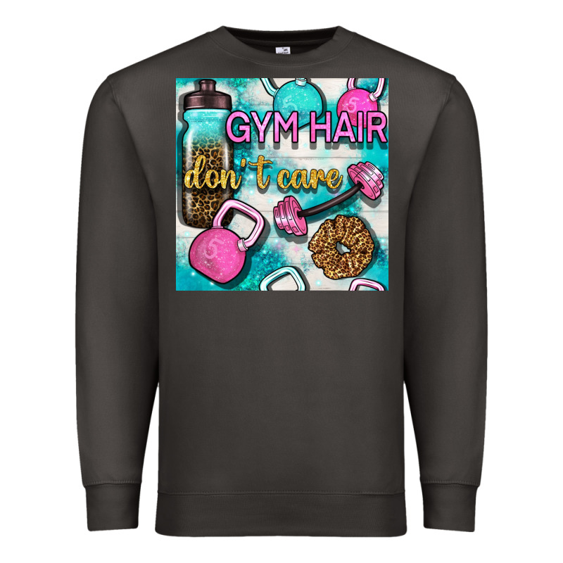 Gym Hair Don't Care Clasp And Water Bottle With Glitter Seamless Patte Premium Sweatshirt by BundleAndBundleShop | Teevron