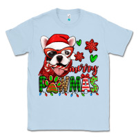 Dusty Blue merry pawmas christmas french bulldog Classic Tee - Jasminsmagicworld