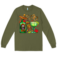 Army Green mexican tequila margarita and maracas Long Sleeve Tee - AdoDesignShop