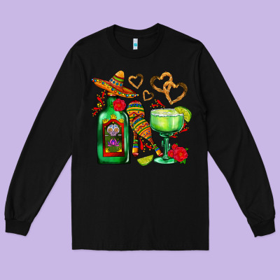 Mexican Tequila Margarita And Maracas Long Sleeve Tee Designed By Adodesignshop