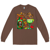 Chestnut mexican tequila margarita and maracas Long Sleeve Tee - AdoDesignShop