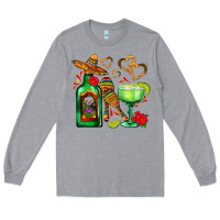Heather Grey mexican tequila margarita and maracas Long Sleeve Tee - AdoDesignShop