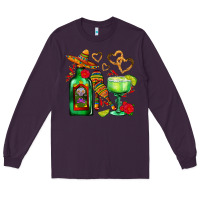 Plum mexican tequila margarita and maracas Long Sleeve Tee - AdoDesignShop