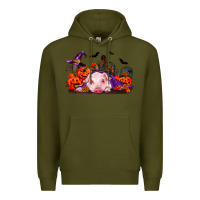 Army Green Halloween Baby Pig Premium Hoodie - RanaPortraitStore